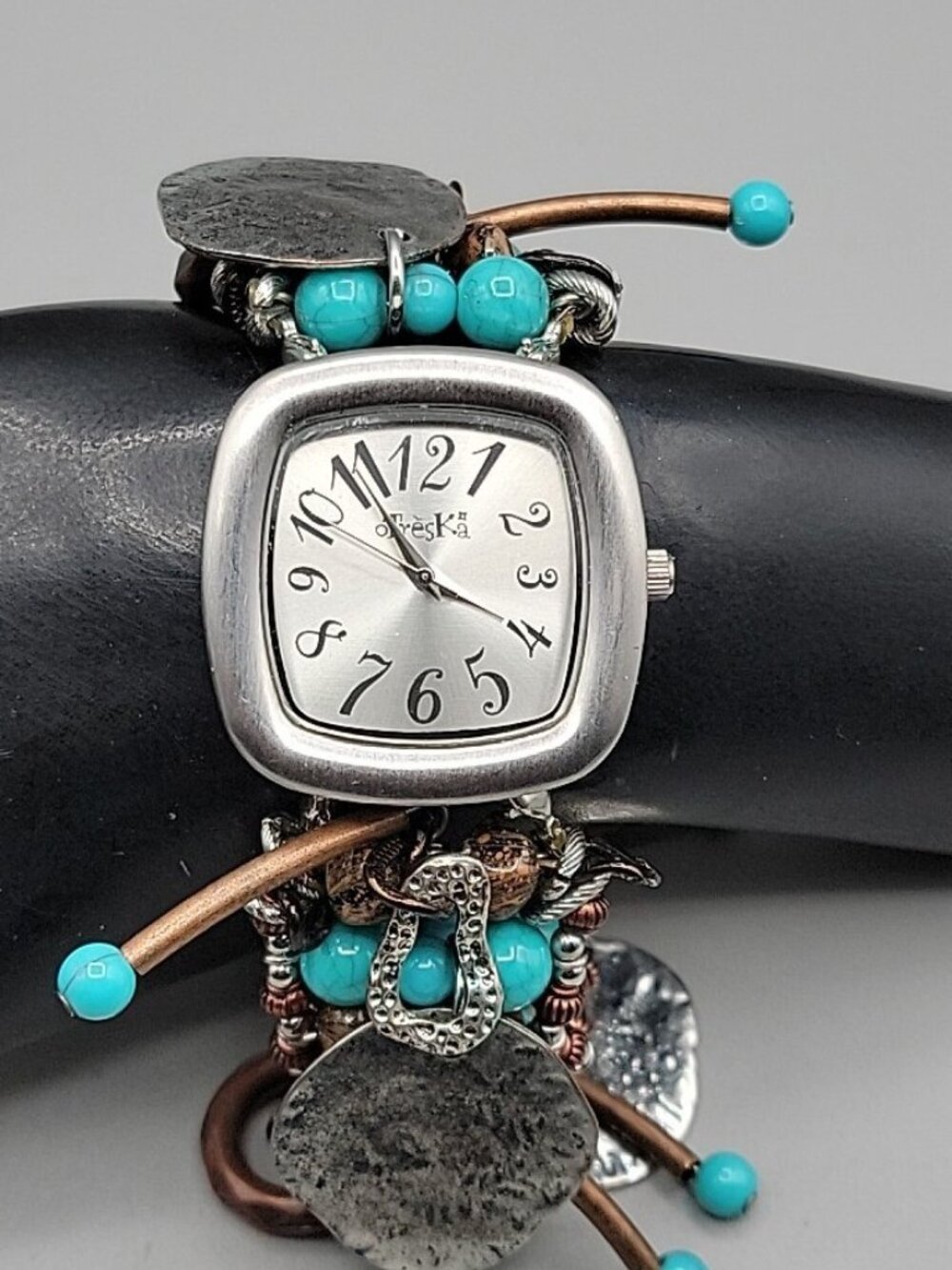 Treska Ladies Boho Dangling Charm Bracelet Watch 35mm Dial 7.5” Southwestern